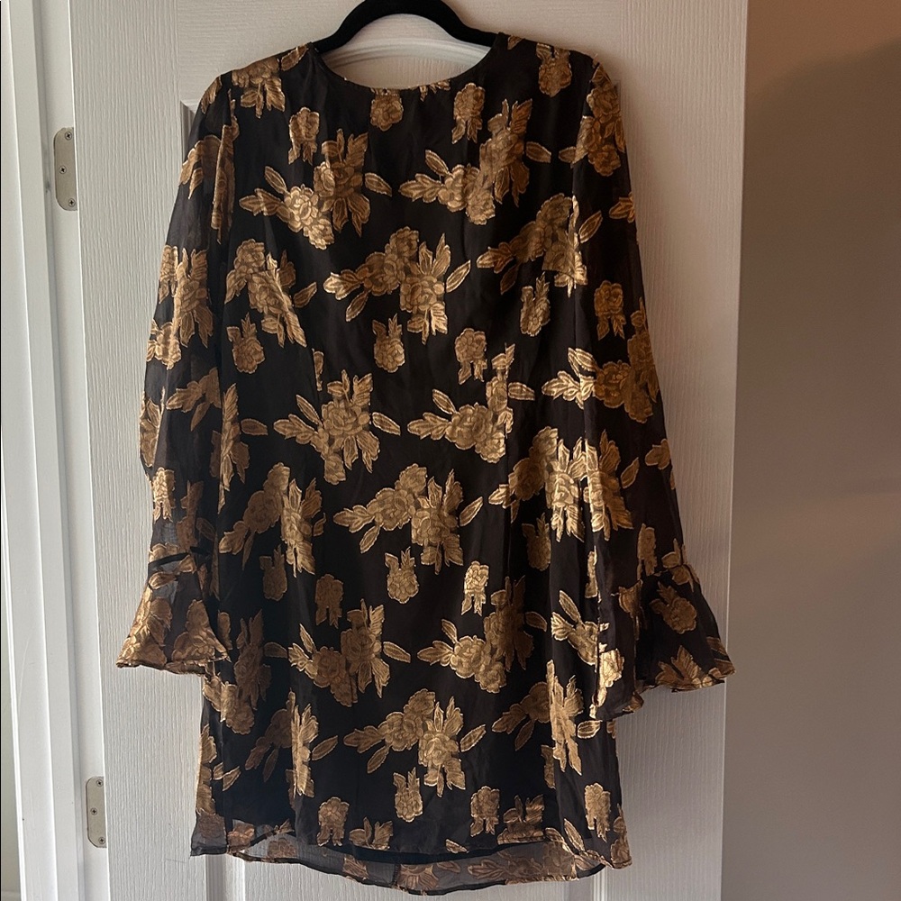 12th Tribe Black and Gold Long Sleeve Dress